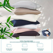 Pink Bamboo Fiber Pillowcases Set Soft Breathable Hypoallergenic Machine Washable