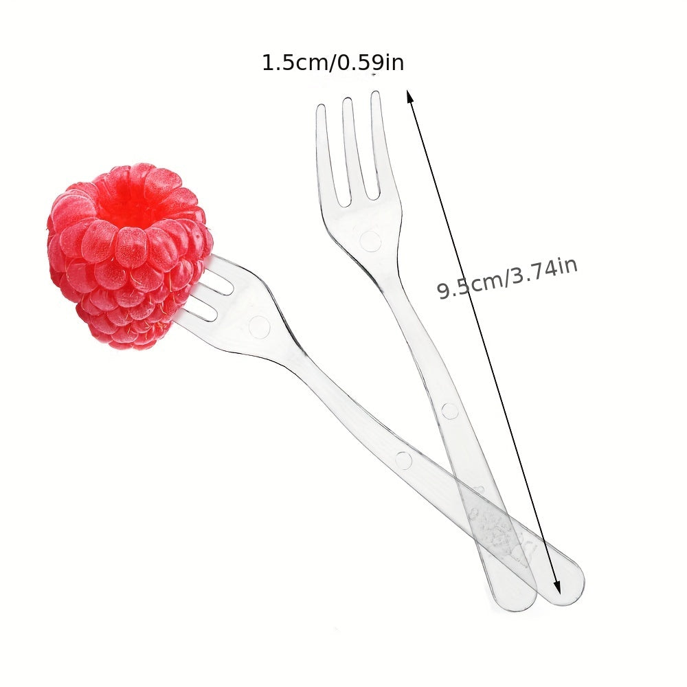 Set of 50 or 100 Clear Plastic Mini Appetizer Plates and Tasting Forks 10.16cm