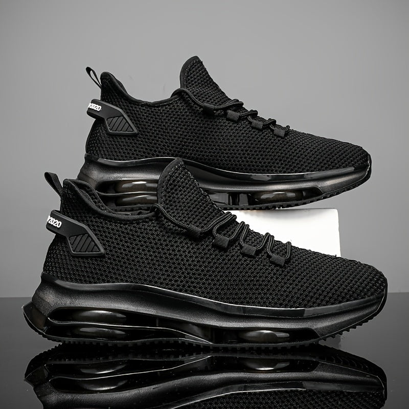 Zapatillas de punto transpirables para hombre con suela de PVC antideslizante con cojín de aire, casual, de tela