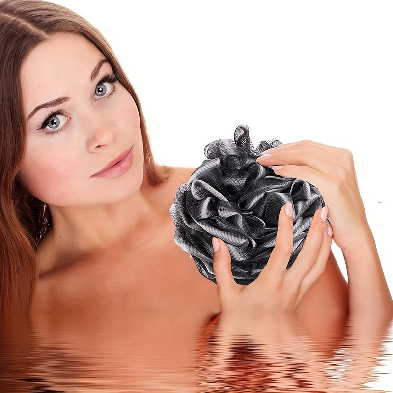 Juego de 4 esponjas de ducha exfoliantes con scrunchies de gradiente