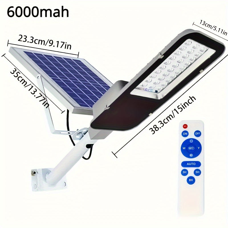 Farola solar exterior con batería de 6000mAh, control remoto, iluminación para patio y jardín
