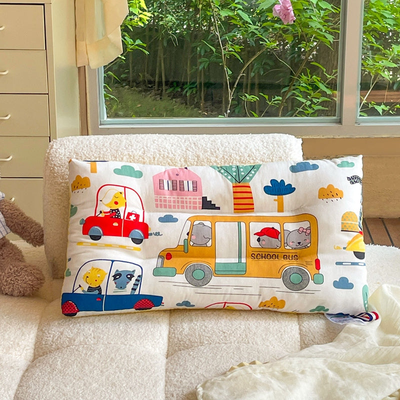 Almohada de poliéster lavable para niños con estampado de animales de dibujos animados para comodidad en todas las estaciones