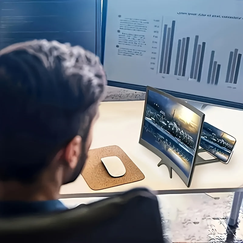 12-Inch 3D Mobile Phone Screen Magnifier with Waterproof Desktop Stand