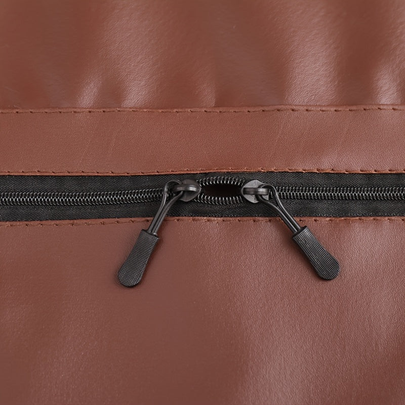 Imitation Leather Apron for Adults with Pockets Adjustable Straps Solid Color for Chefs Waiters Barbecuers Hairdressers