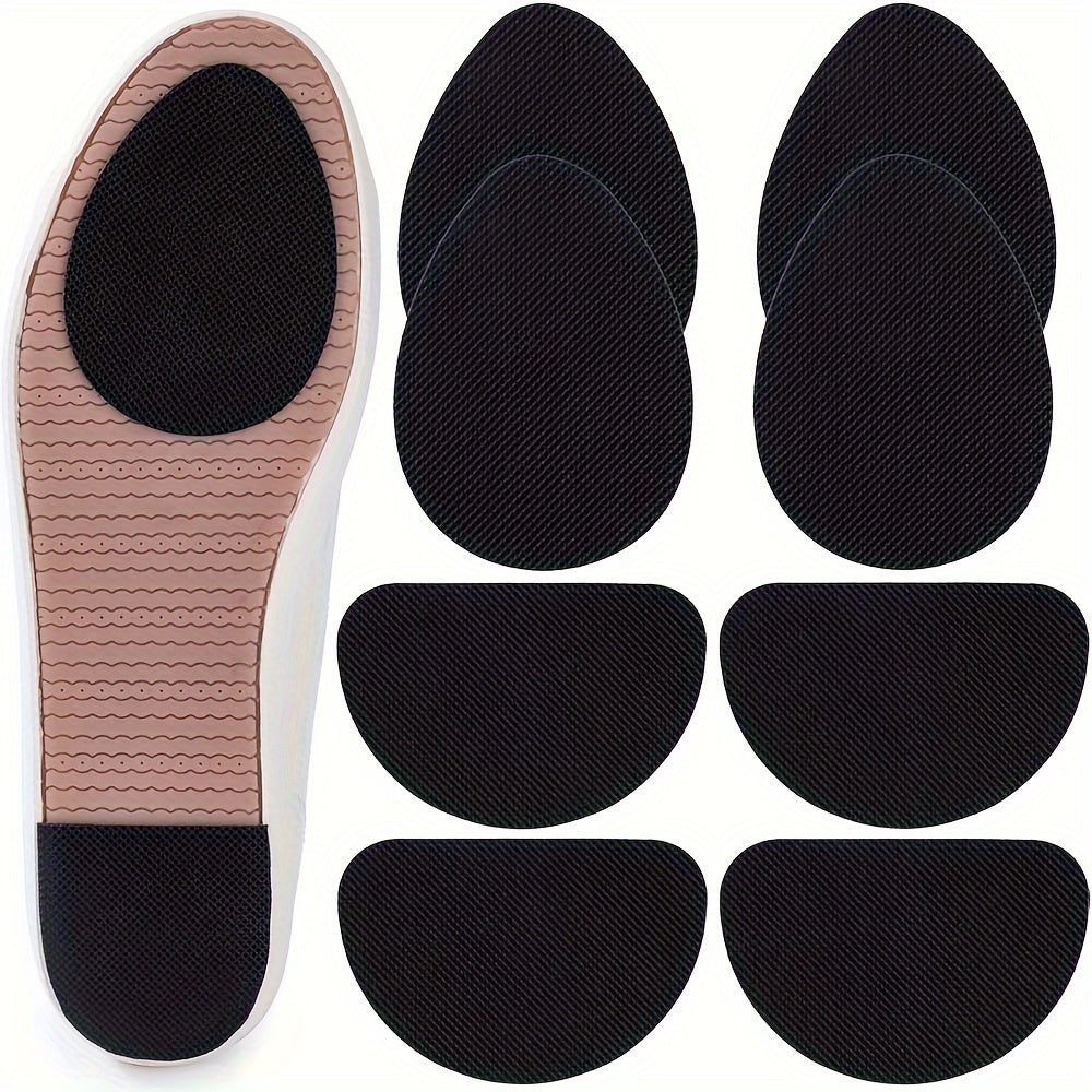 8pcs Anti-Slip Black Shoe Insoles Thickened Self-Adhesive Protectors for Sneakers