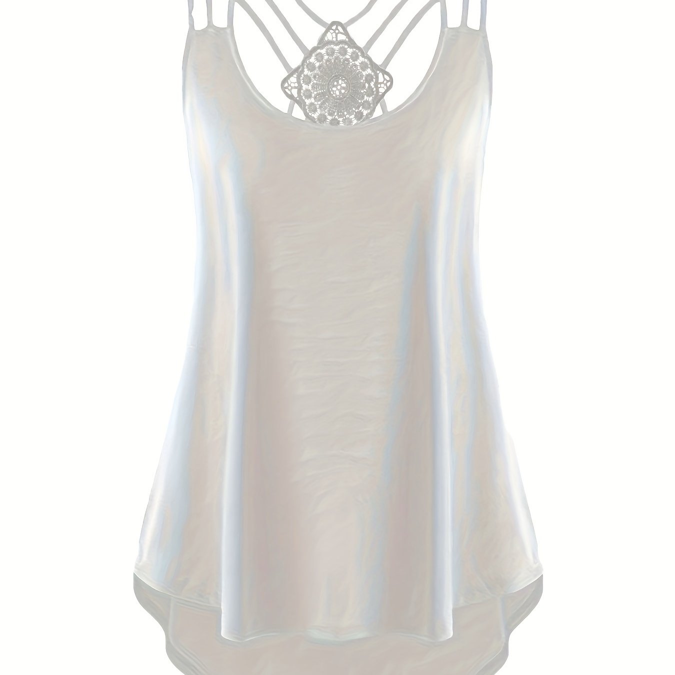 Top sin mangas de talla grande para mujer con encaje negro, casual, bohemio, verano