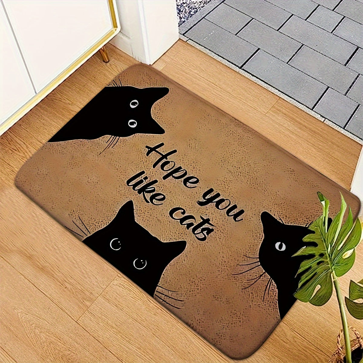 Cute Kitten Pattern Anti-Fatigue Entrance Mat for Living Room Bedroom Kitchen