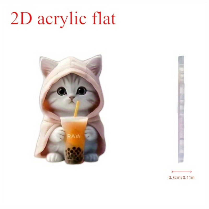 2D Flat Acrylic Car Air Freshener Set 2pcs Whimsical Cat Shape Long-Lasting Scent