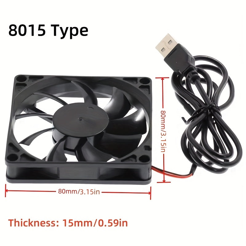 Quiet 5V USB Computer Cooling Fan for PCs CPUs Routers 5010 6010 8010