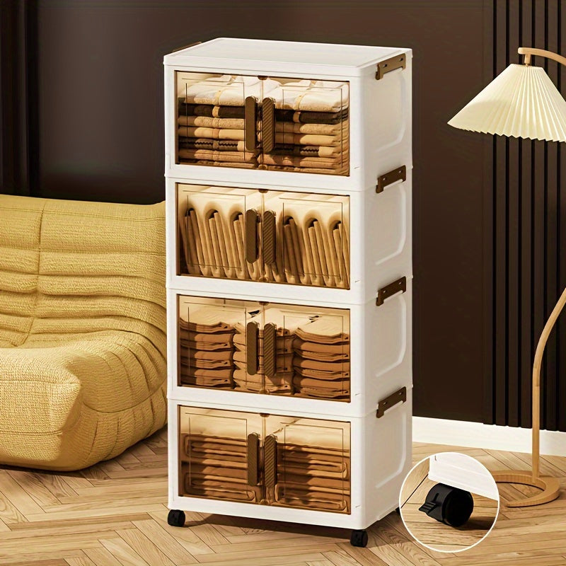 Складные пластиковые контейнеры для хранения на 5 уровней с крышками и колесами для шкафов, ванных комнат, офисов и общежитий.