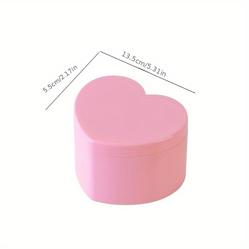 Розовая пластиковая шкатулка для украшений в форме сердца с двойным слоем и застежкой-карабином
