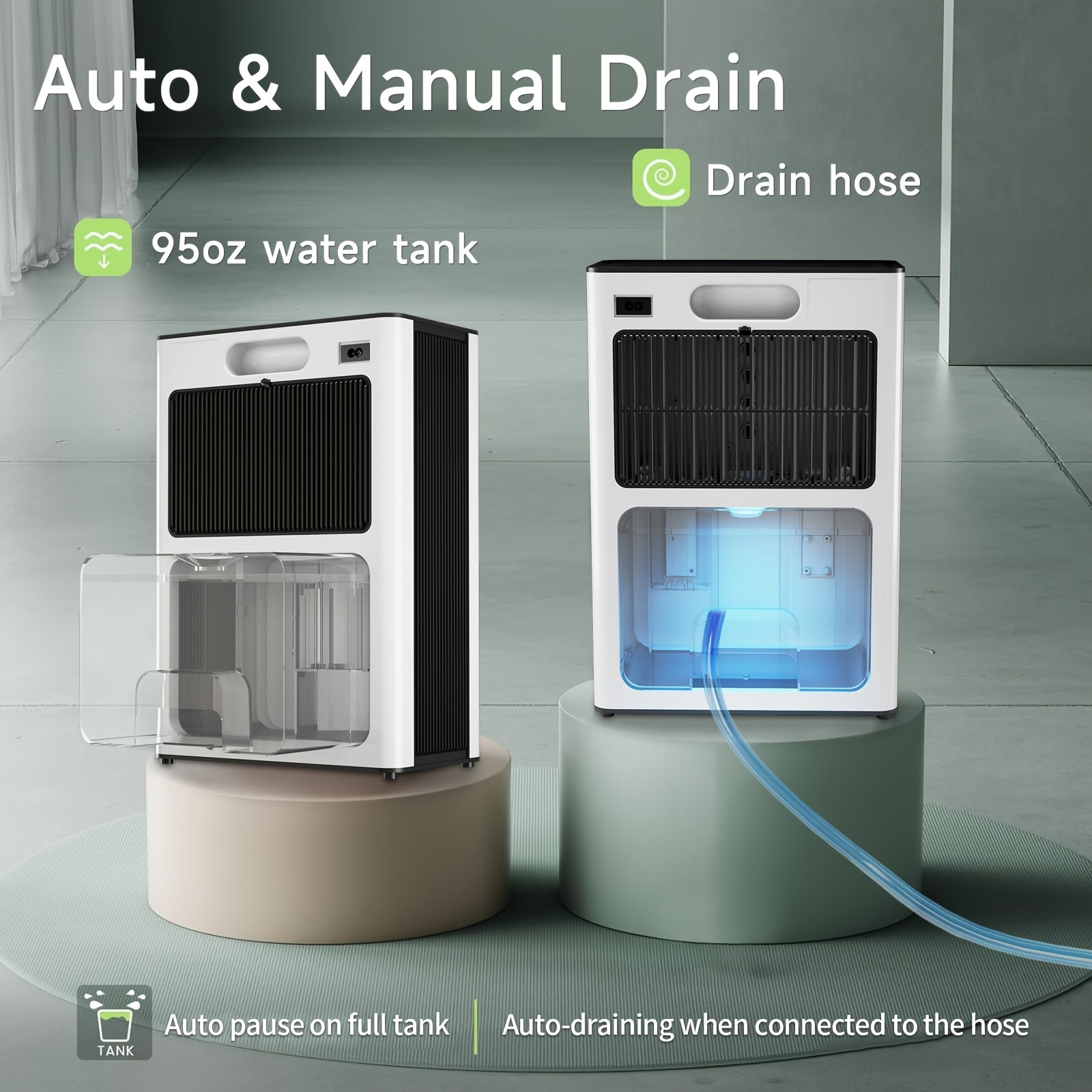 Home Dehumidifier 95oz for Basement Bathroom Bedroom with Drain Hose