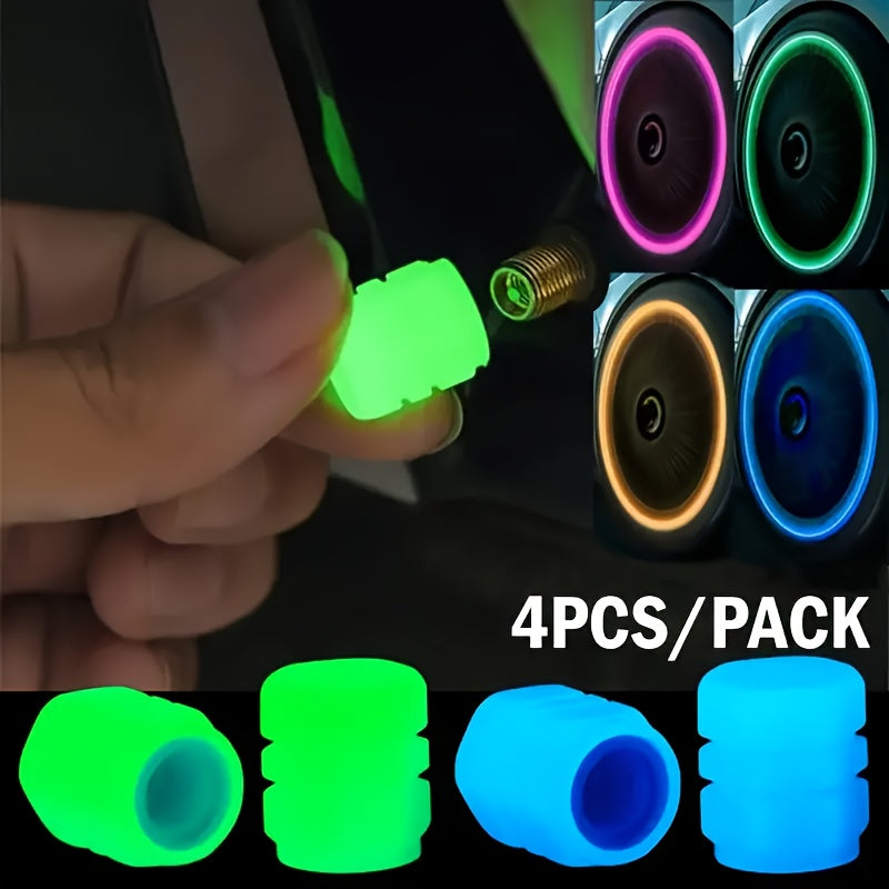 Glow in Dark Plastic Tire Valve Stem Caps for Cars Bikes Motorcycles Pack