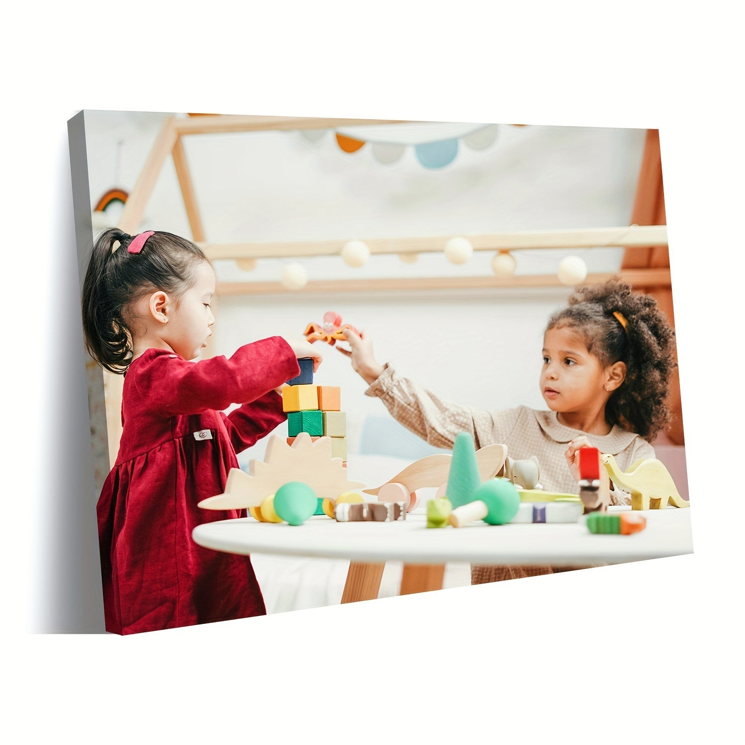 Personalized Wooden Framed Canvas Print for Family Photos Wall Art for Living Room Bedroom Bathroom