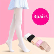 Girls' Velvet Soft Tights for Girls Age 8-12 in White Black Nude Knit Nylon Spandex