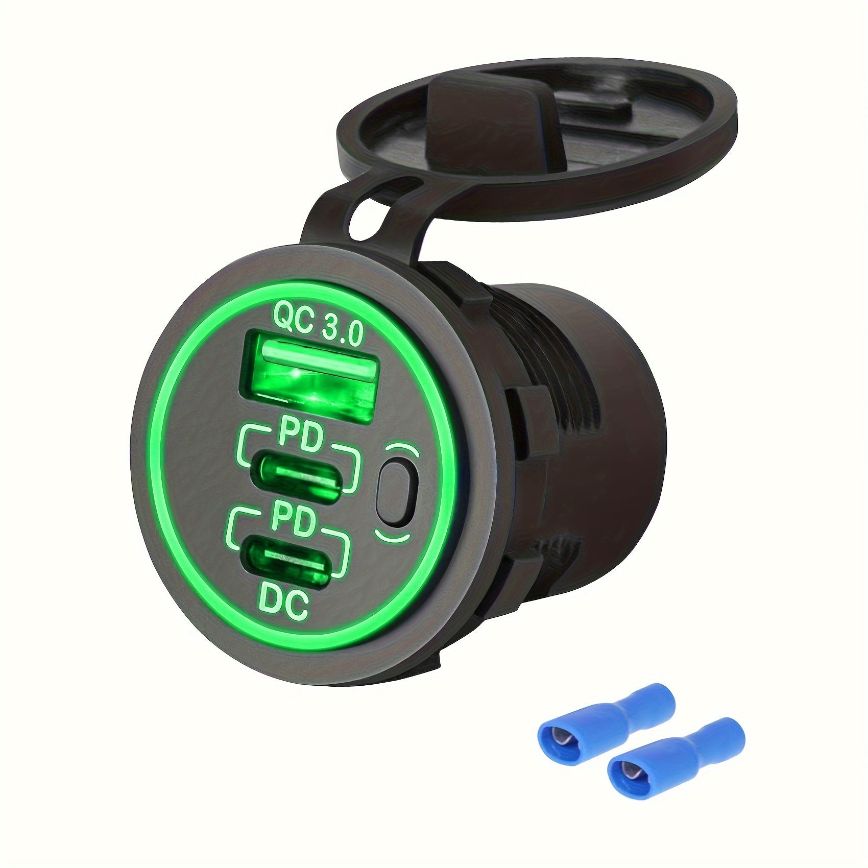 3-Port Car Charger Socket ABS Material 30W PD3.0 18W QC 3.0 for Vehicles