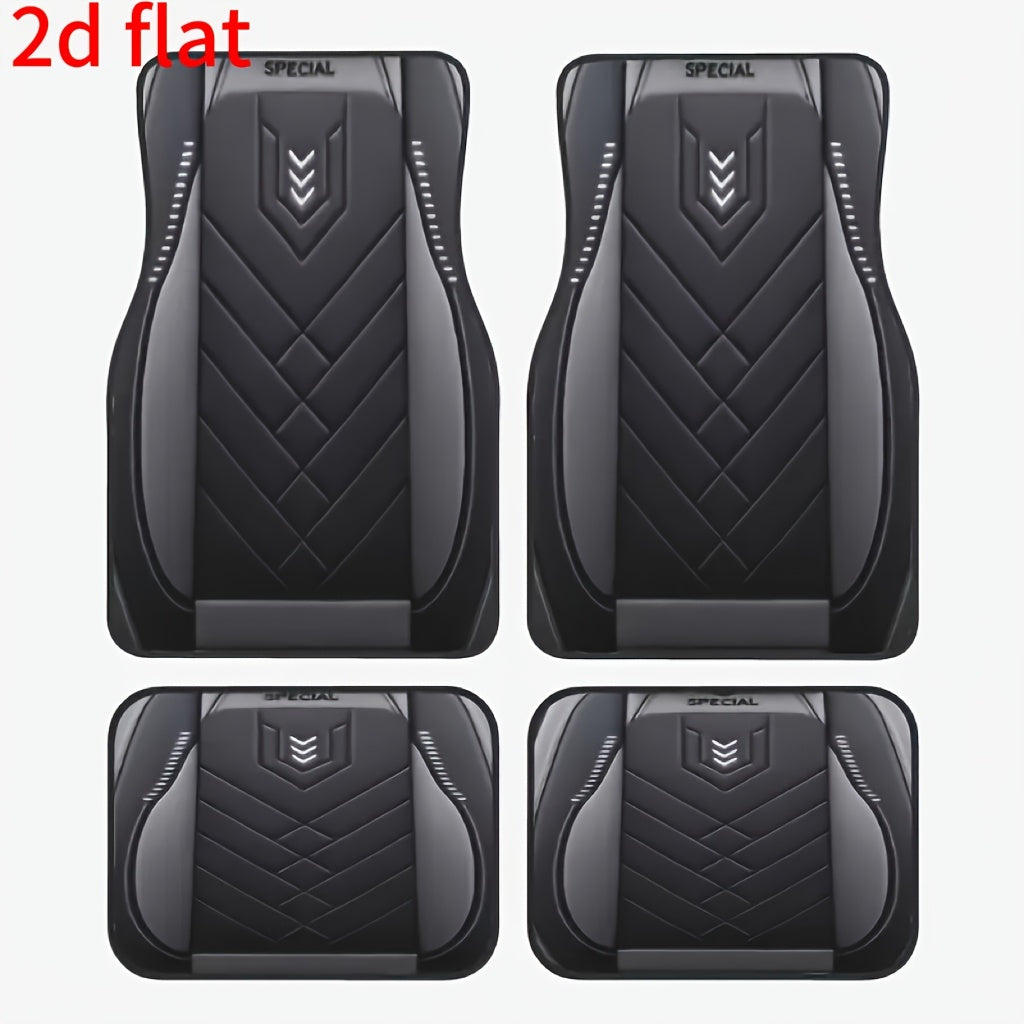 4-Piece Black Gray Arrow Pattern Car Floor Mats Non-Slip Easy Clean