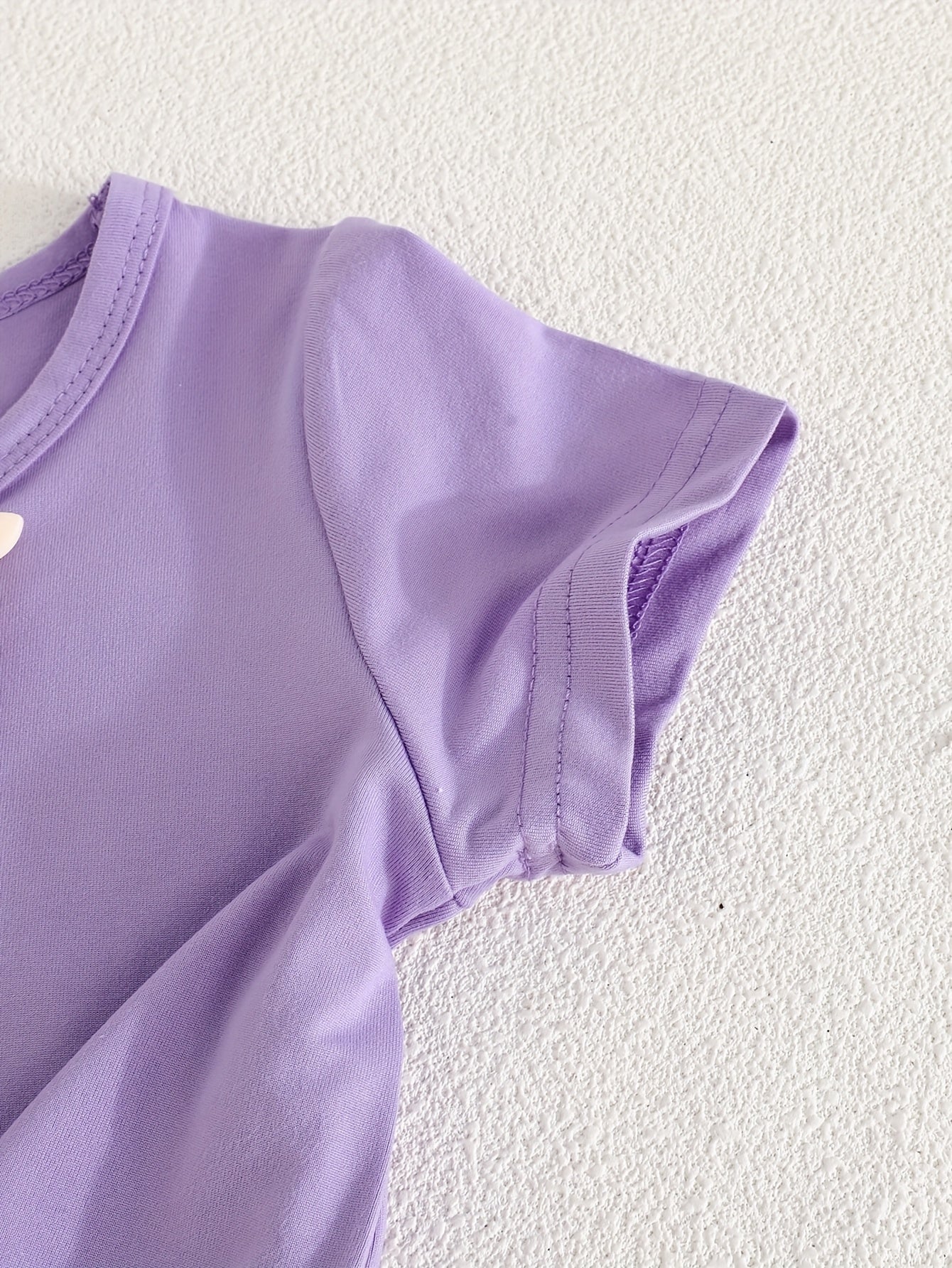 Girls' Summer Butterfly Print Romper and T-Shirt Set Lightweight Polyester Short Sleeve Casual Wear for Girls 0-3 Years