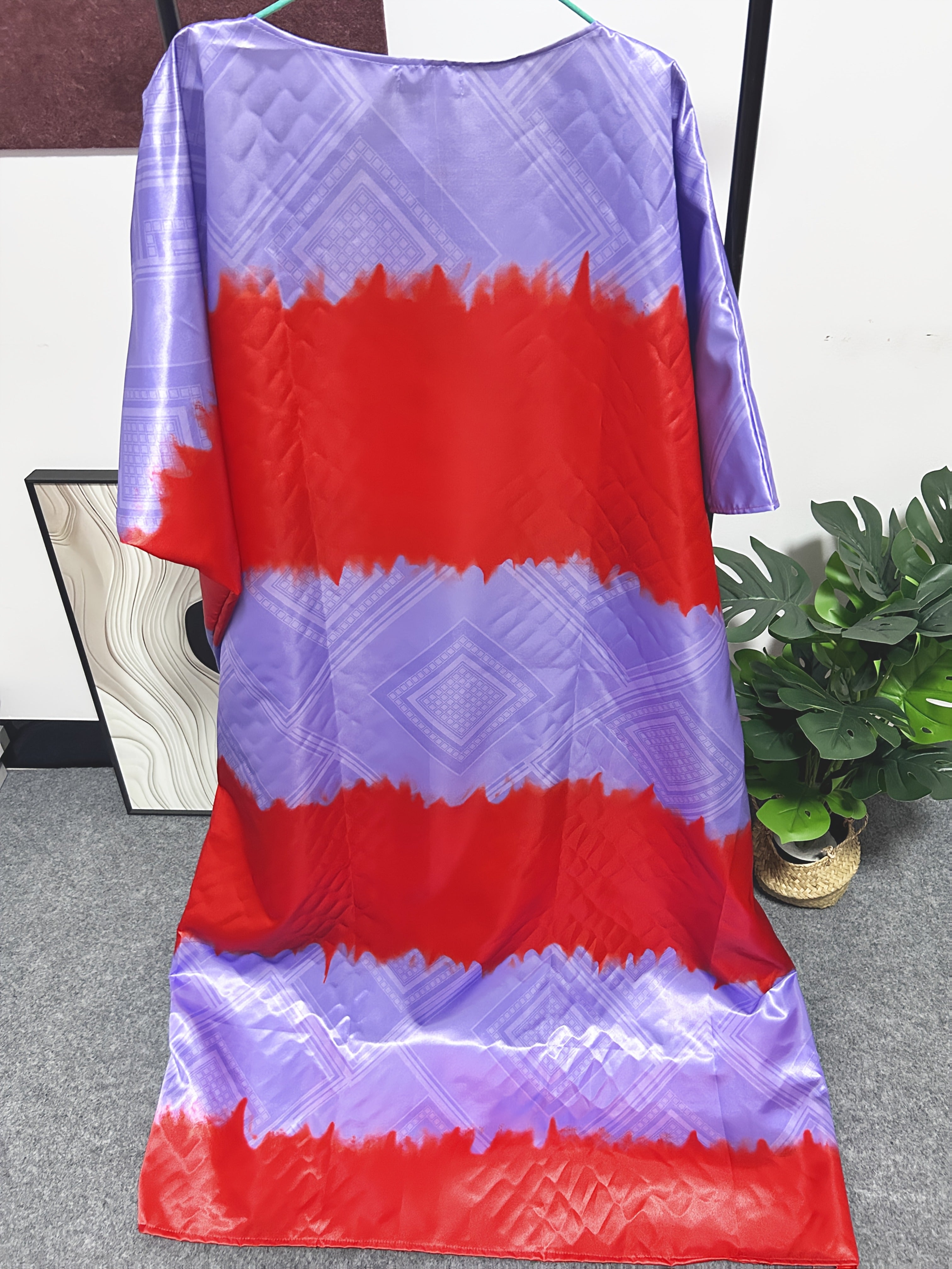 Women's Red Purple Dashiki Robe Turkish Kaftan Loose Fit Party Evening Gown