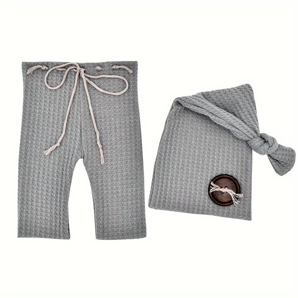 Baby Boy 2-Piece Pants and Cap Set Cotton Photo Outfit
