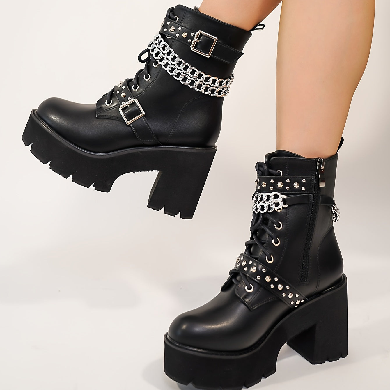 Women's Wedge Thick-Soled Boots Black Comfortable Fashion Footwear