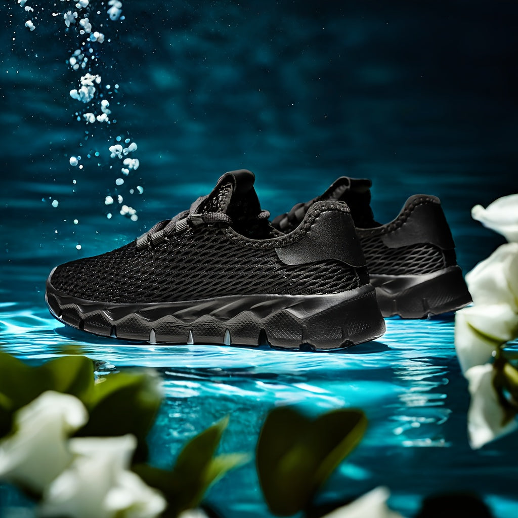 Zapatillas deportivas para hombre de talla grande, transpirables, de color sólido, antideslizantes, con cordones, duraderas y para exteriores