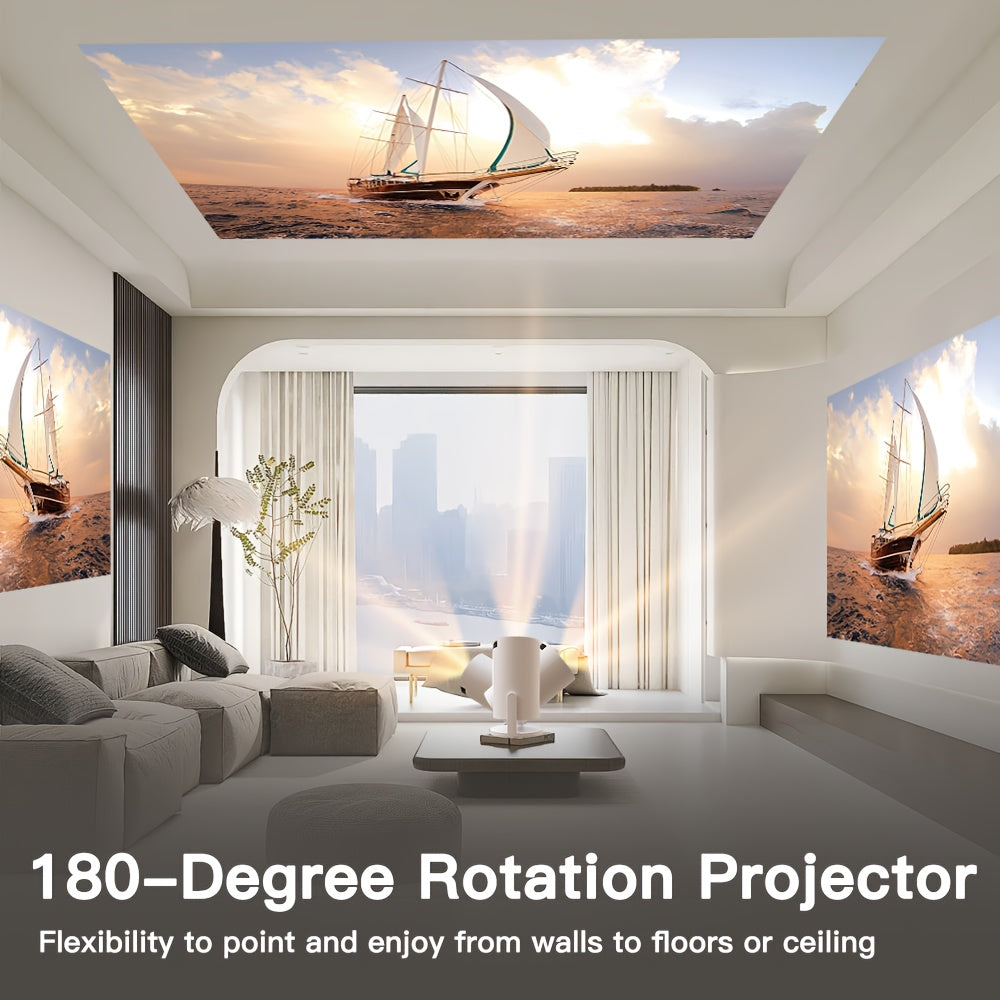 Мини портативный проектор 4K HD Android Smart Wi-Fi 6 3000 люменов 180° вращение