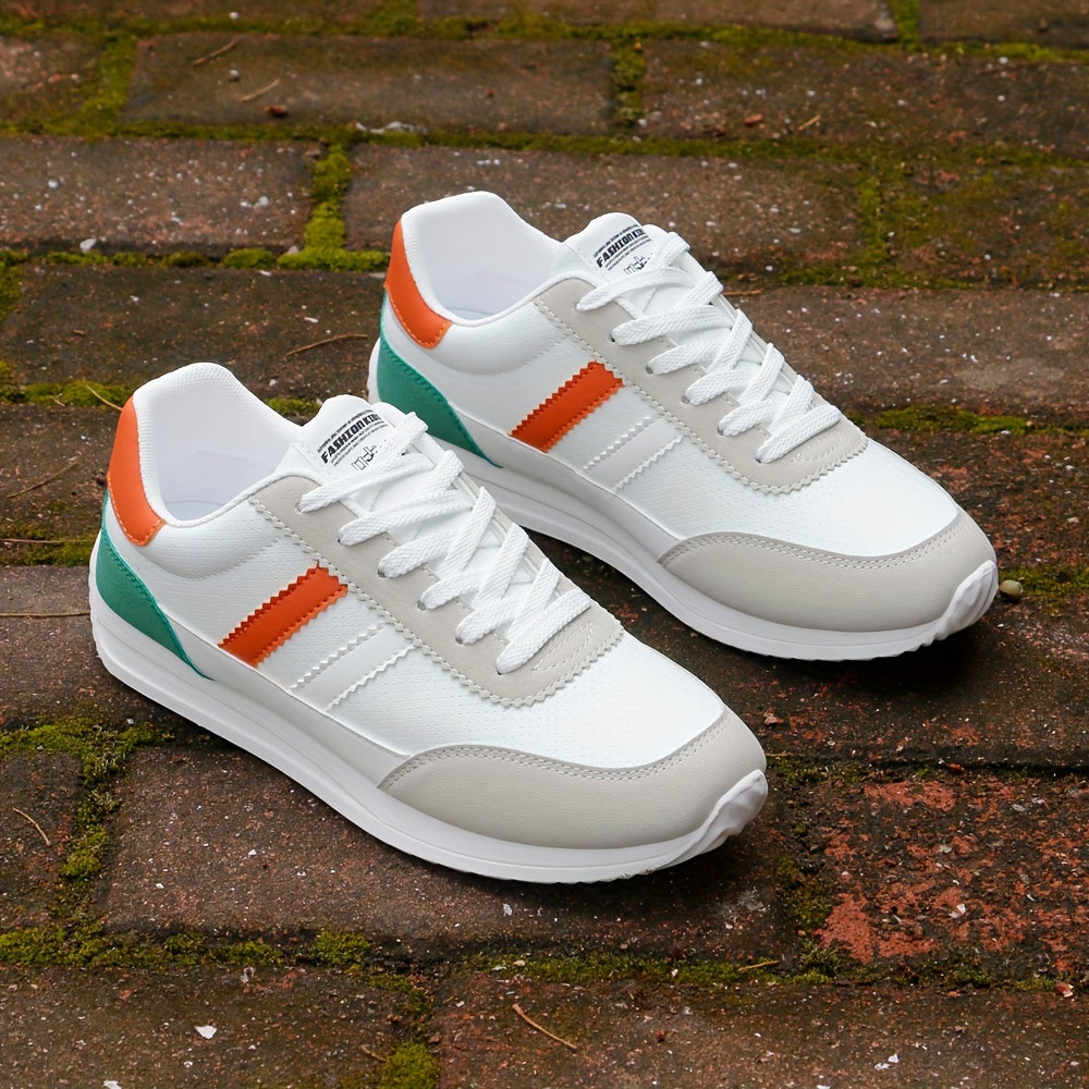 Men's Color Block Low Top Lace-Up Sneakers Casual Outdoor Shoes for Men