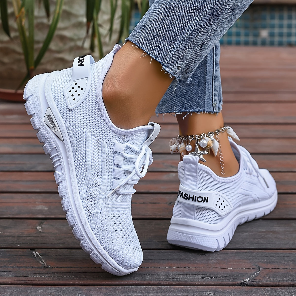 Women's Mesh Sneakers Lightweight Non-Slip Running Shoes White Casual Allseason