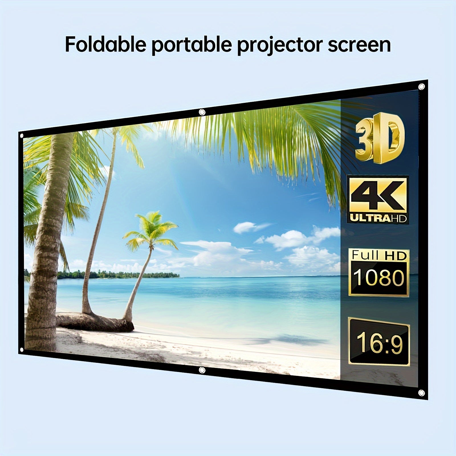 150-Inch HD Portable Foldable Projection Screen for Indoor Outdoor Use