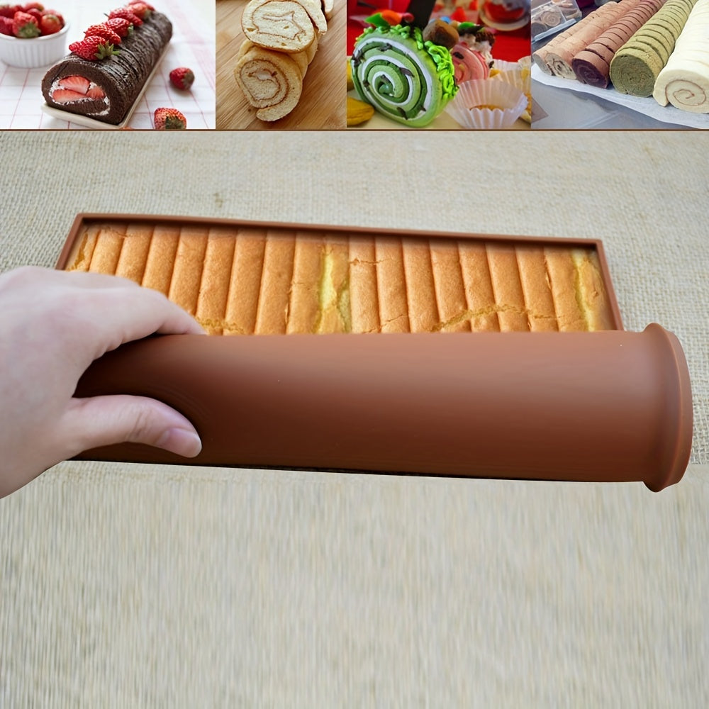 Silicone Cake Roll Mold Dual-Sided Non-Stick Baking Mat Brown White