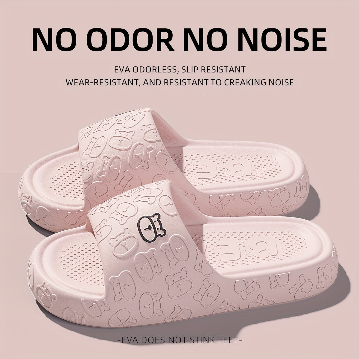 Женские и мужские удобные мягкие тапочки с открытым носком и медвежьим дизайном, для ванной комнаты, EVA, нескользящие