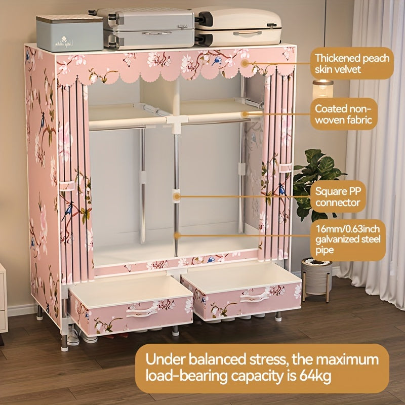 Rojdestvo mavzusidagi portativ saqlash shkafi, po'lat ramka bilan, 2 ta osma barlar, 4 ta javon