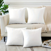 Pack of 4 White Polyester Zippered Pillow Covers for Sofa and Bedroom Decor