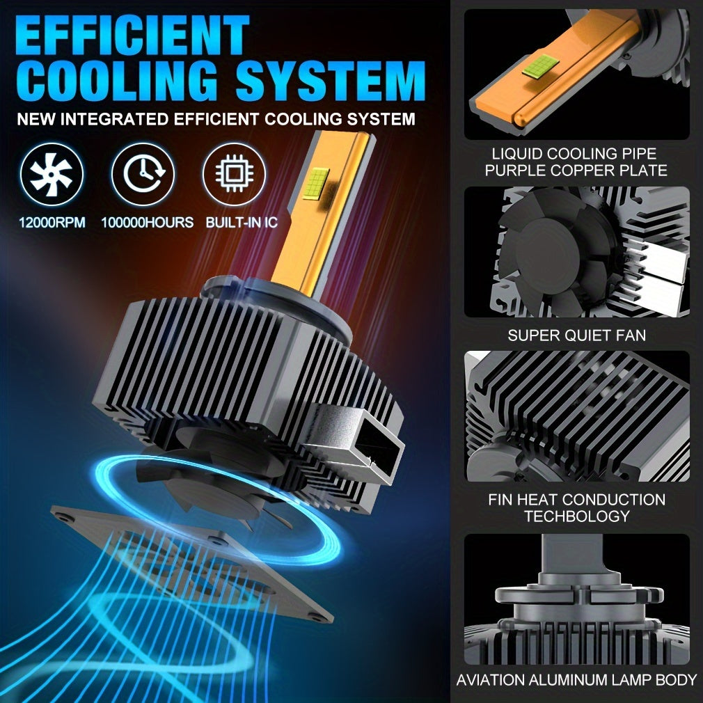 2 шт. автомобильные LED-лампочки для головного света D3S D1S D2S D4S 80000Лм 6500K для дальнего света