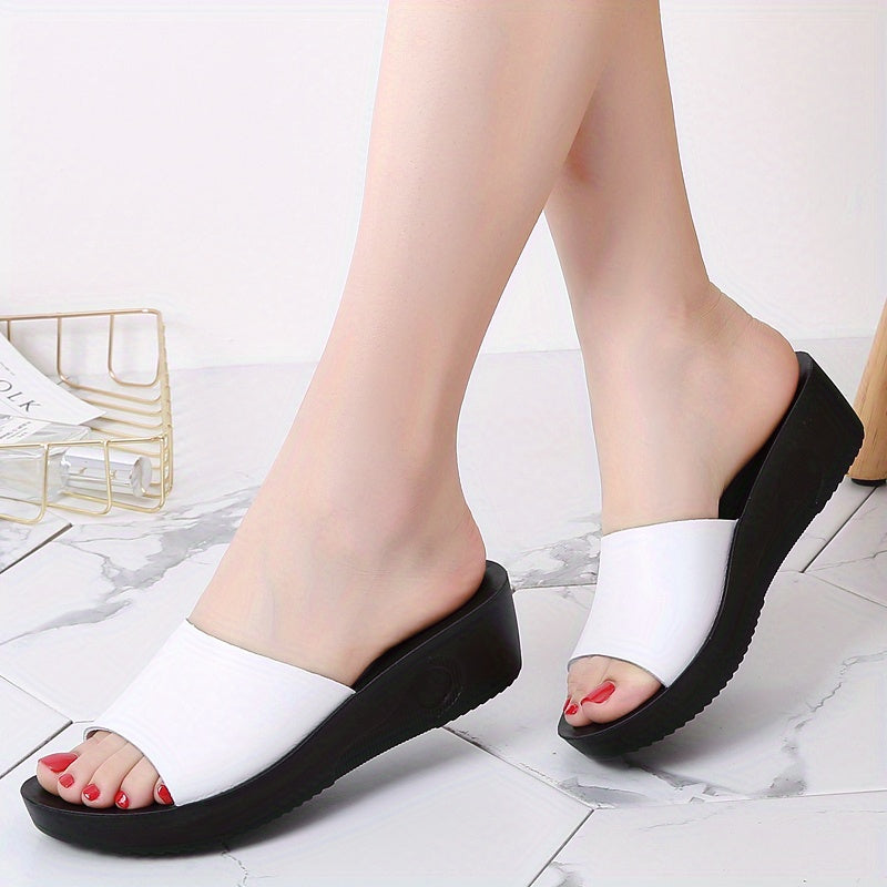 Women's Open Toe Slip-On Platform Wedge Sandals Casual Summer Shoes