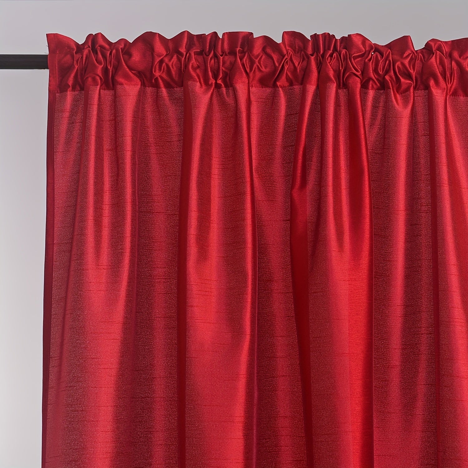 Red Faux Silk Room Darkening Curtains 1 Panel Thermal Insulated Window Treatment