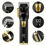 Set de cortapelos inalámbrico para hombres con pantalla LCD, recargable por USB, tijeras y peines