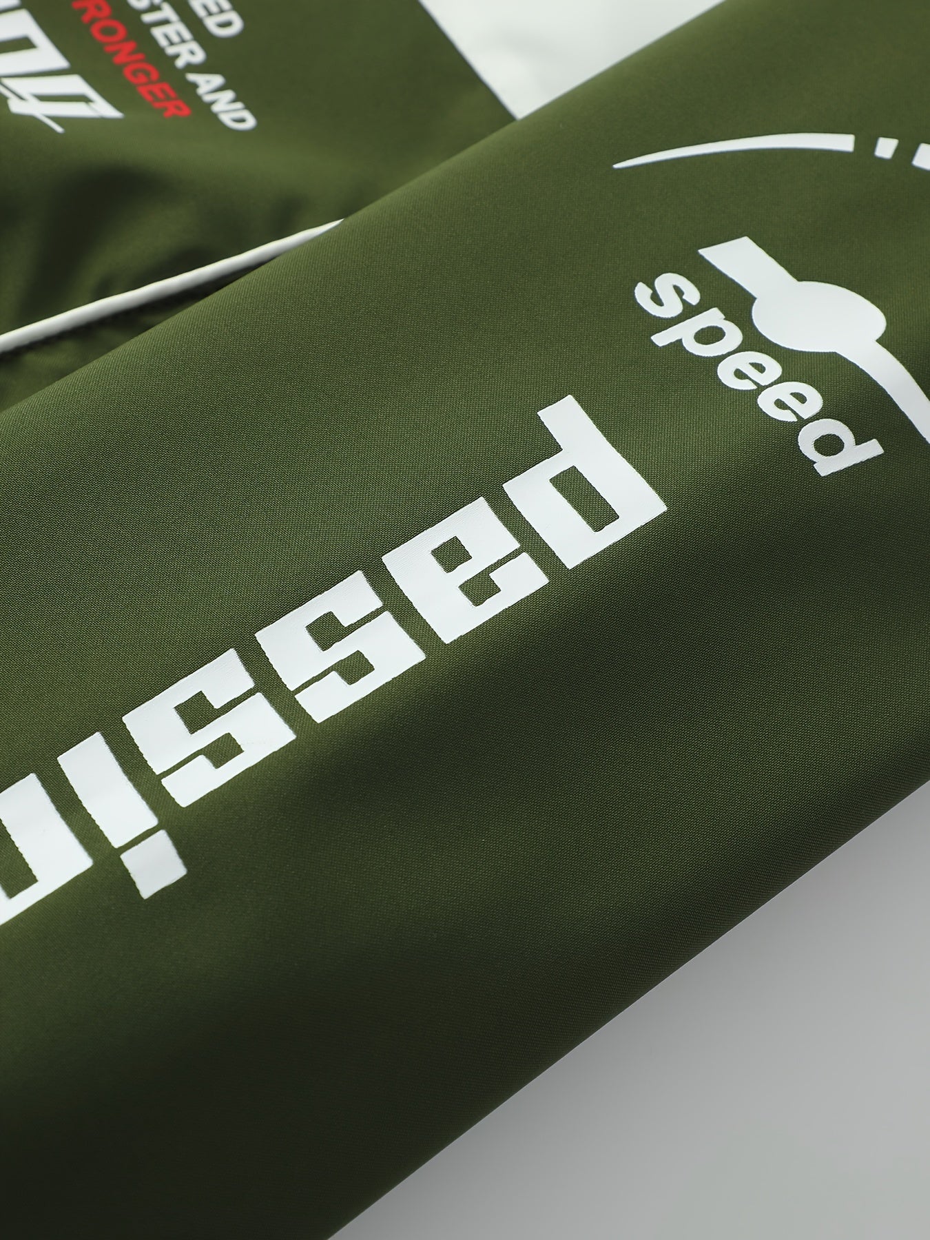 Men's Polyester Bomber Jacket with Zipper Stand Collar Long Sleeves Letter Print Casual