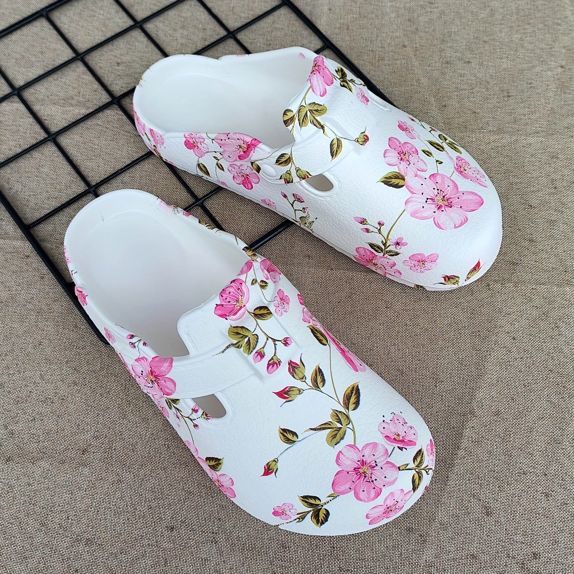 Women's Lightweight Casual Slip-On Loafers with Floral Print EVA Shoe