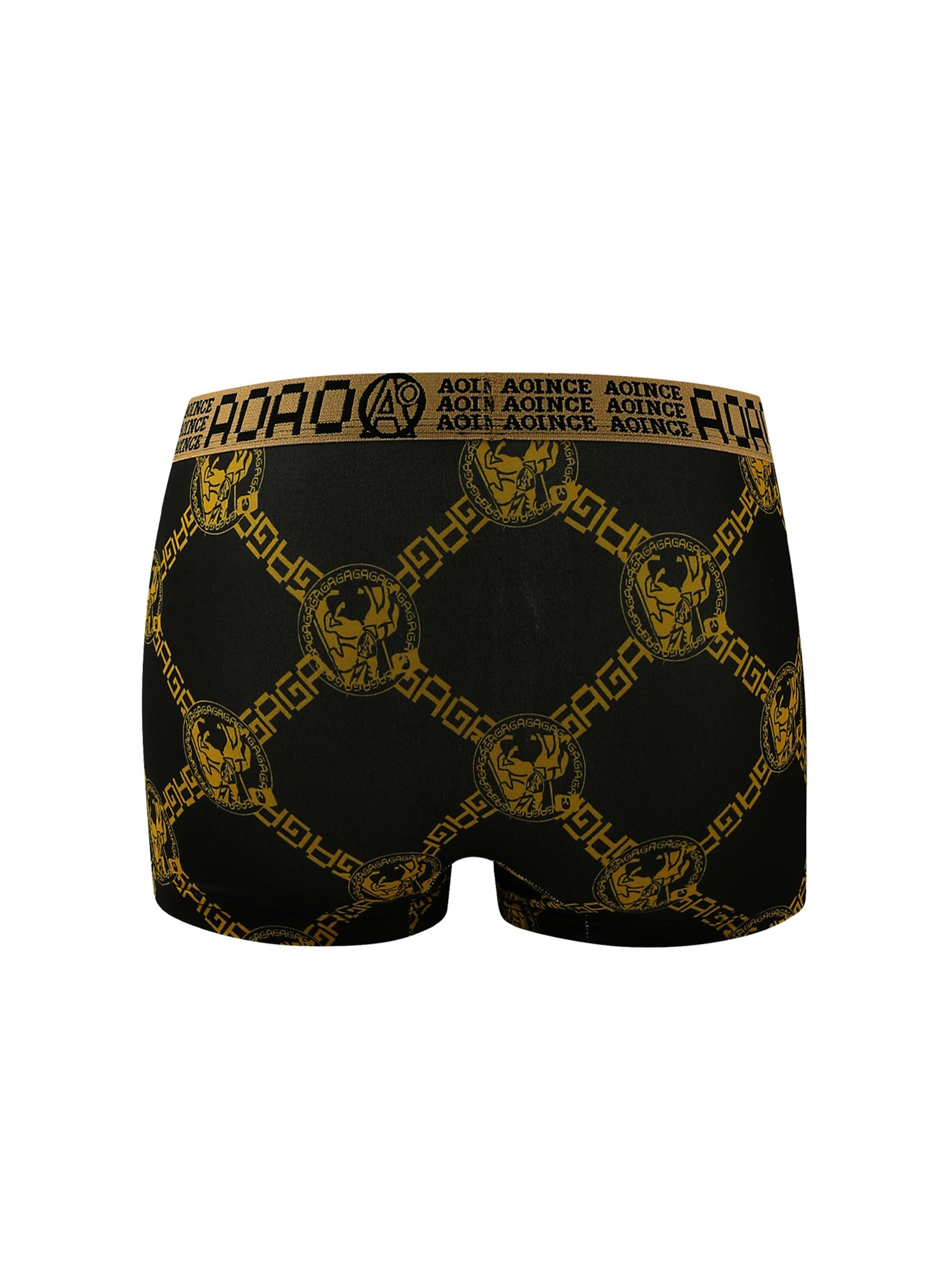 Men's Boxer Briefs Set 11 Black and Gold Geometric Pattern Breathable Polyester Spandex