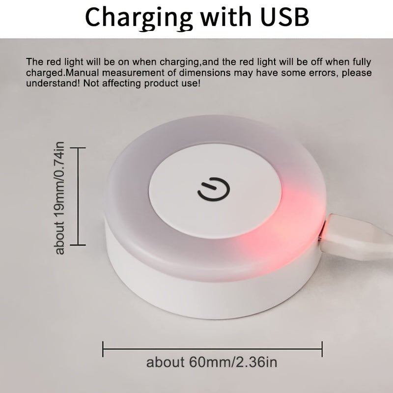 Round LED Touch Sensor Night Light with 3 Modes USB Rechargeable Magnetic Base