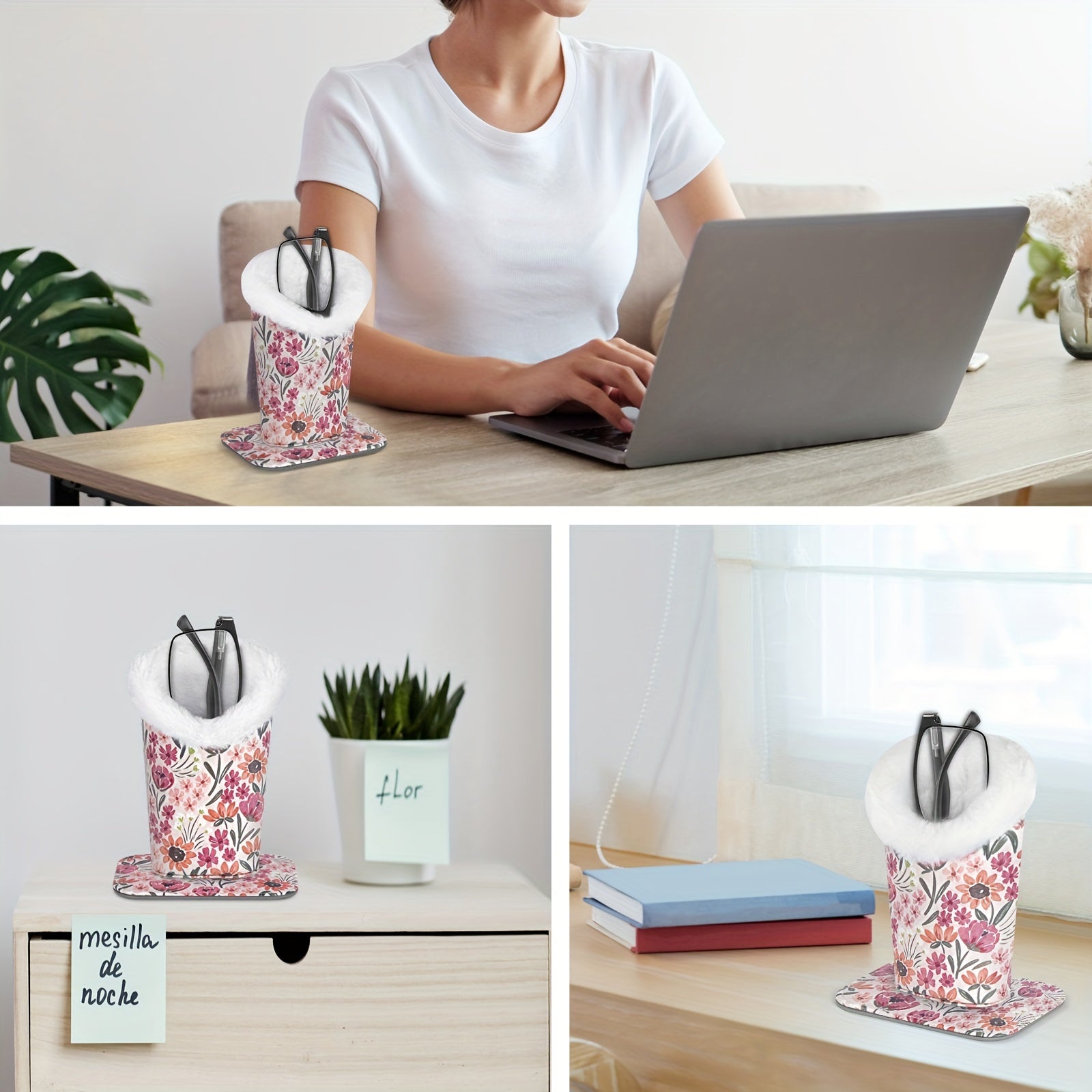 Women's Faux Leather Eyeglass Case with Plush Interior and Magnetic Base