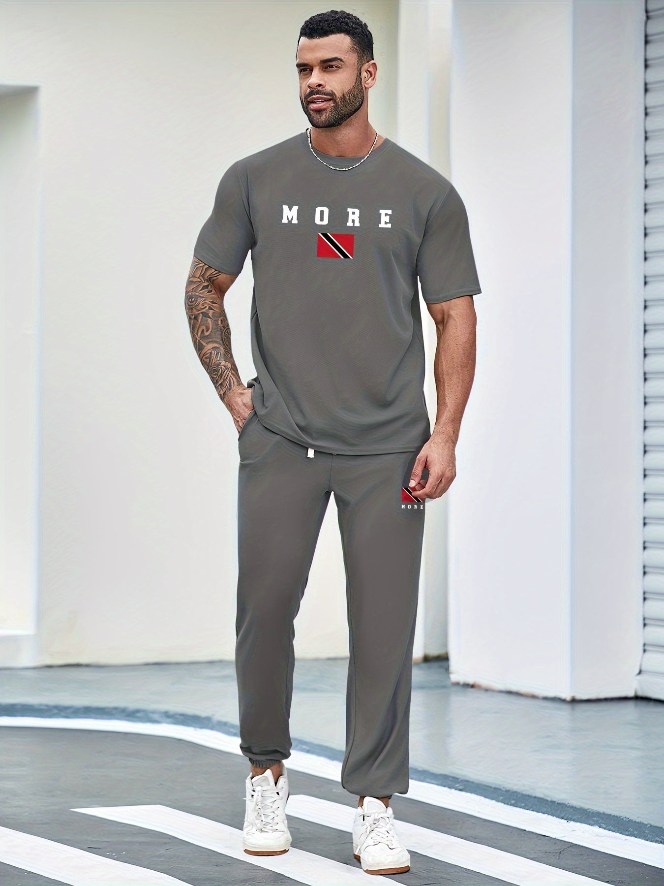 Men's 3-Piece Casual Sports Set Polyester Breathable Summer Workout Outfit