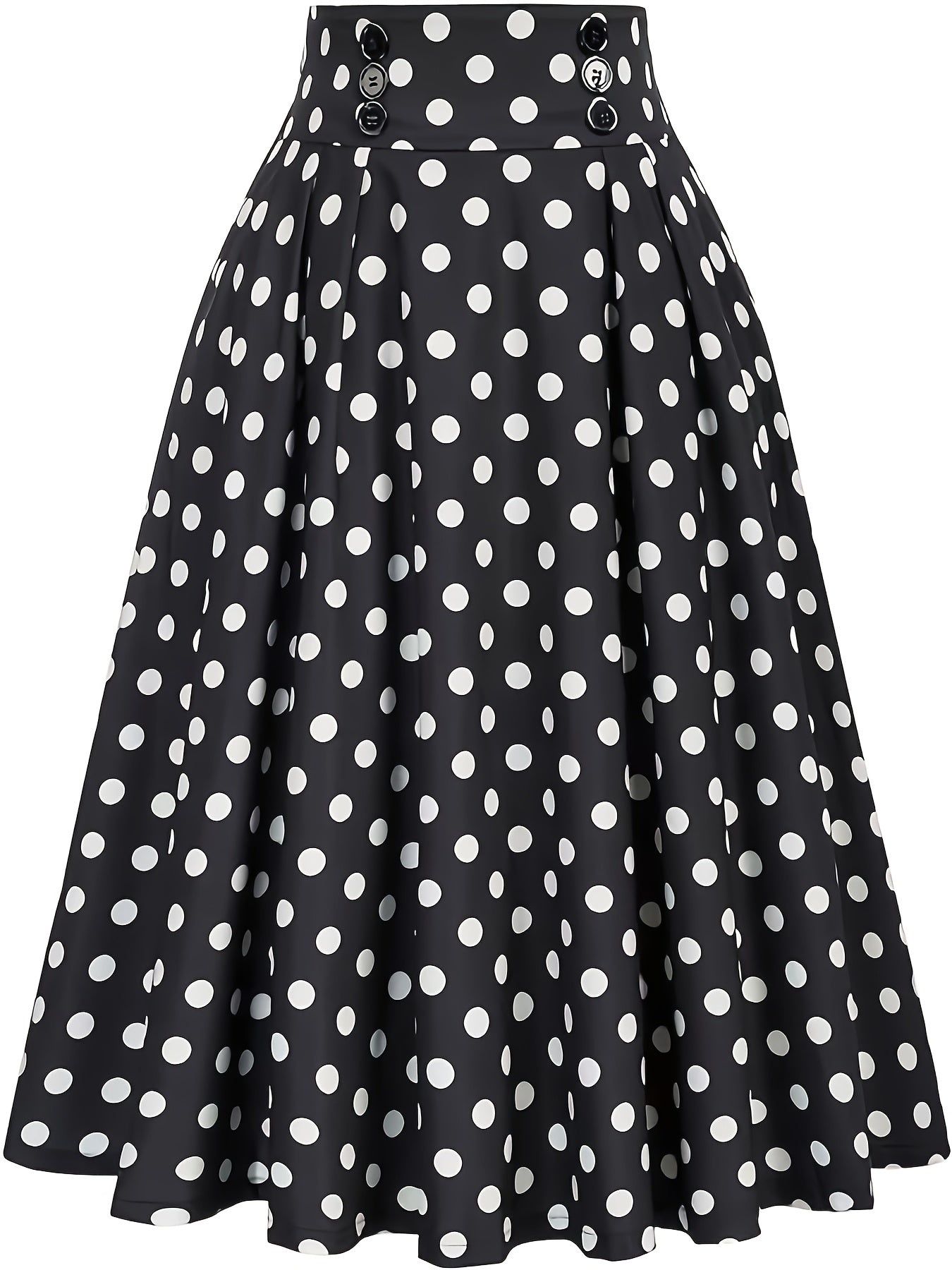 Women's High Waist Flared Polka Dot Skirt with Ruffled Hem