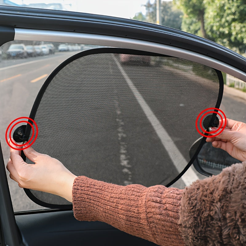 2pcs Car Sunshades Nylon Mesh Rear Windshield UV Heat Insulation
