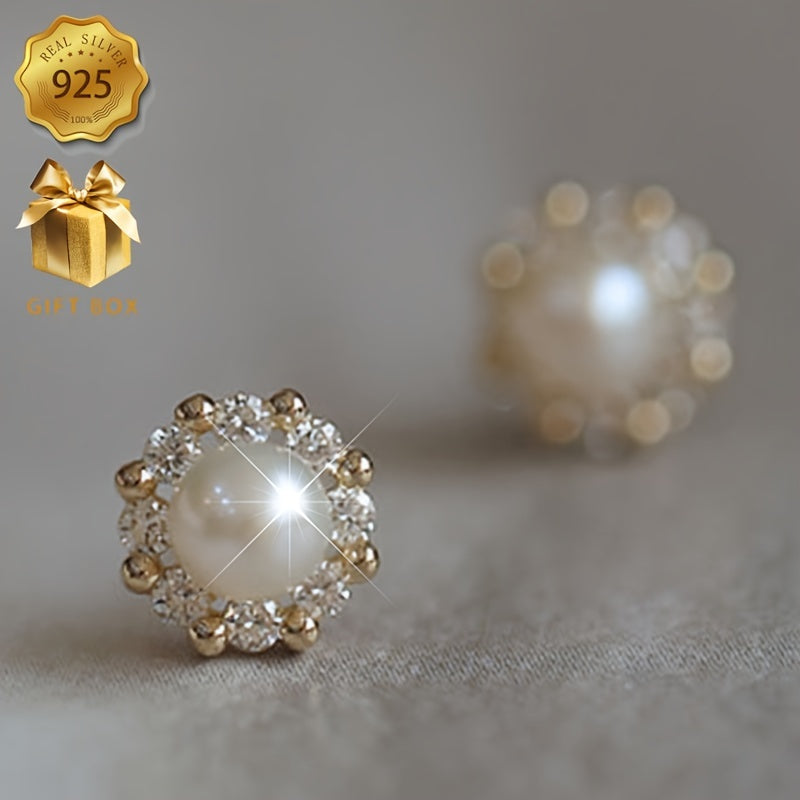Vintage Charm Freshwater Pearl Earrings 925 Sterling Silver dan tayyorlangan - Gippoallergen - Har kuni kiyish va sovg'a berish uchun ideal - Har mavsumda foydalanish uchun mos.