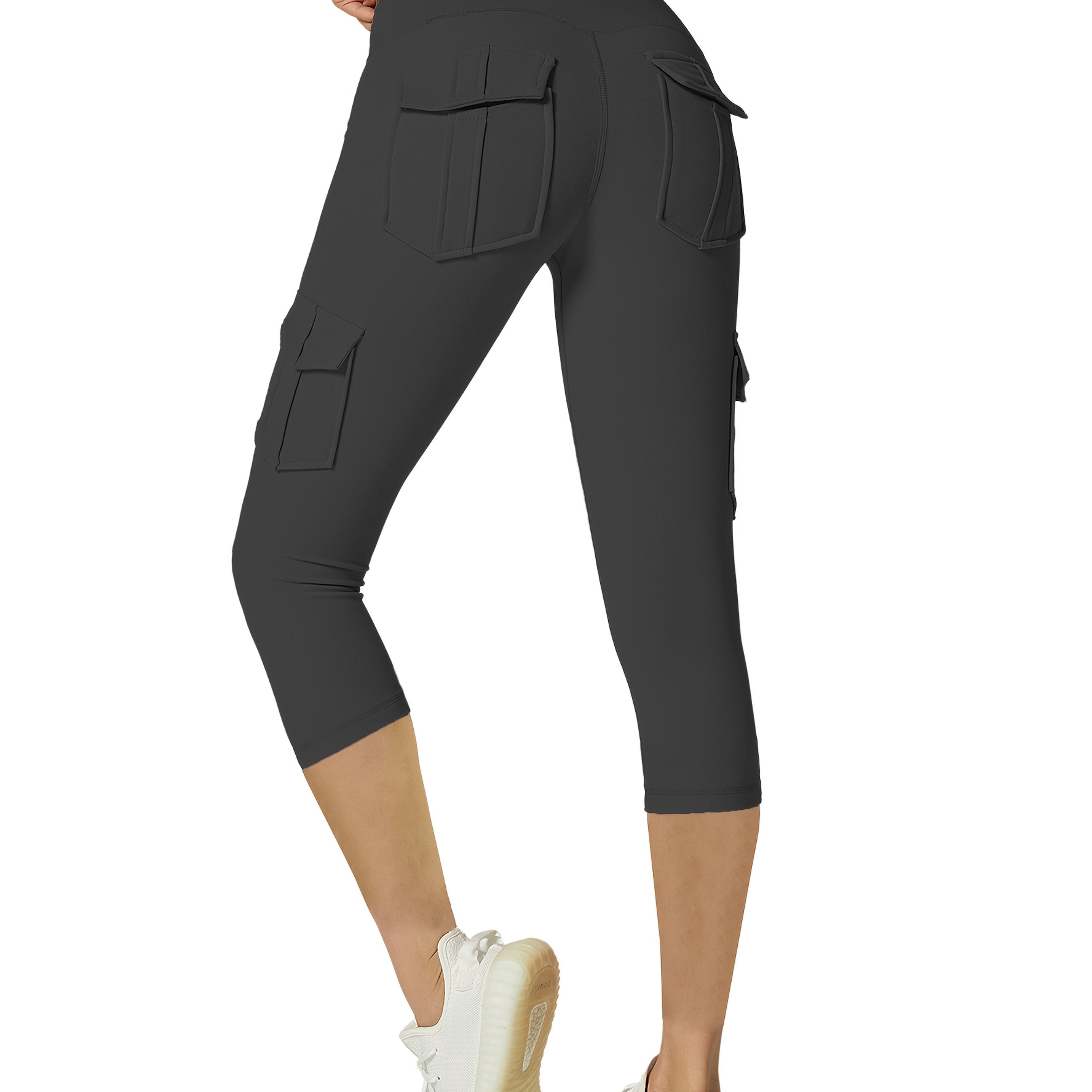 Women's Plus Size Cargo Yoga Pants High Waist Moisture-Wicking Skinny Fit