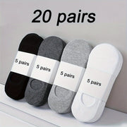 Men's No-Show Socks 20 Pairs Breathable Anti-Odor Sweat-Absorbing Thin All Seasons