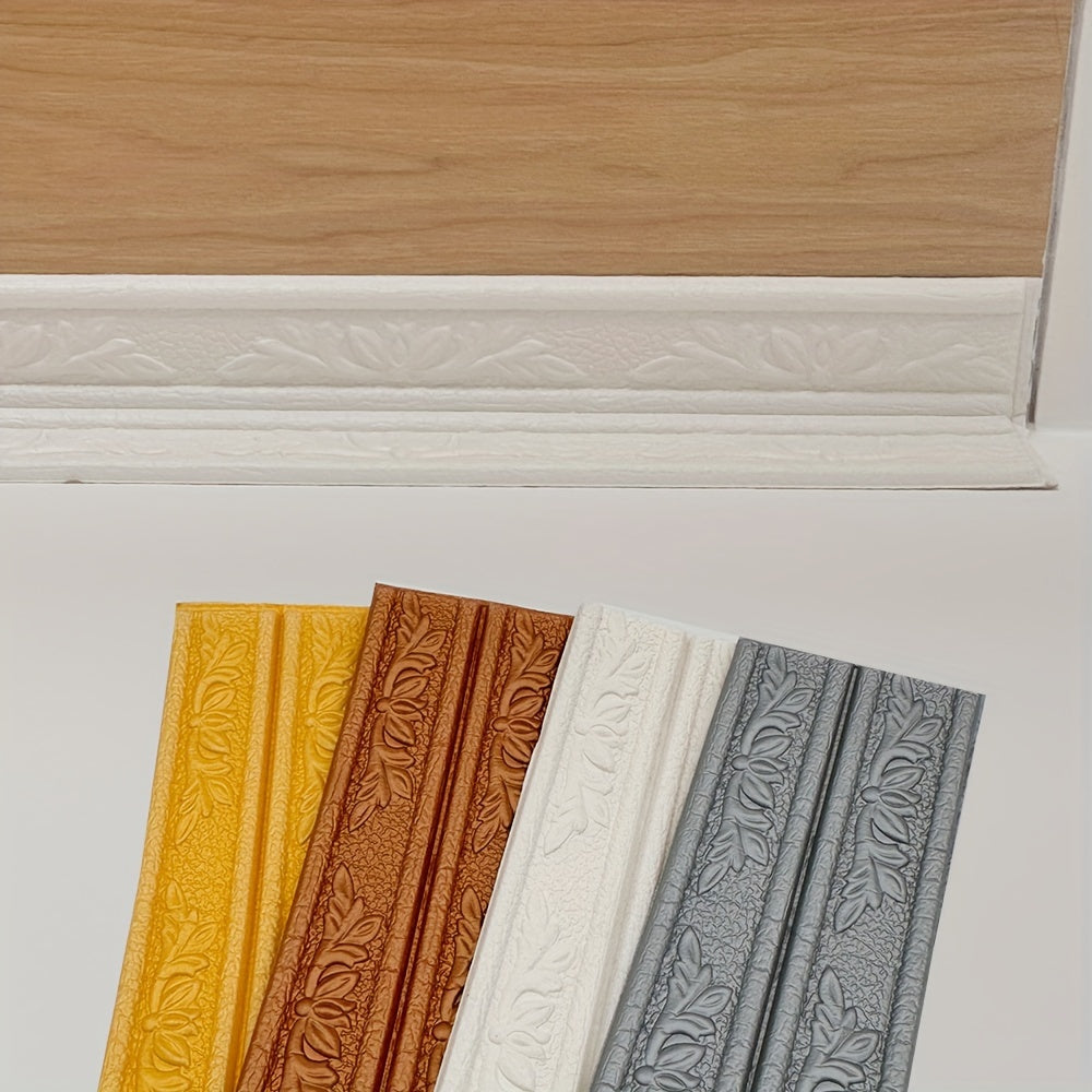 Waterproof XPE Foam Baseboard Molding Trim with Floral Design for Wall Protection and DIY Decor